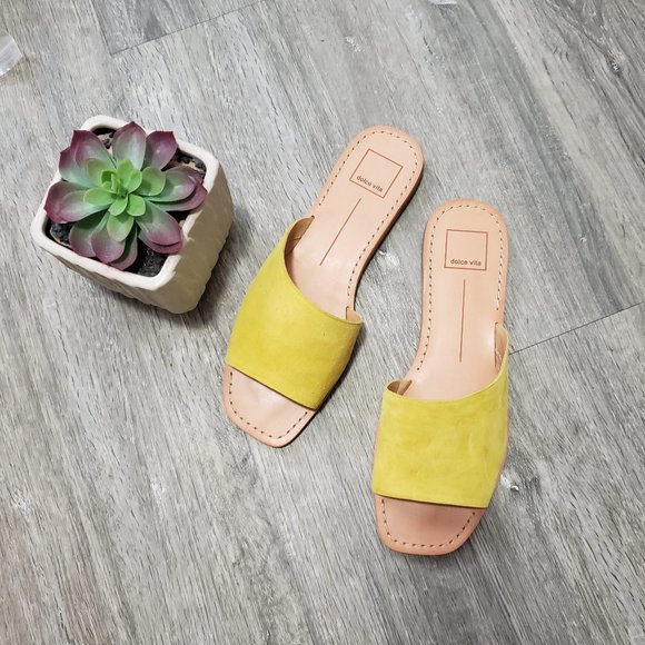 Dolce Vita Yellow Slide Sandals - Picture 1 of 14